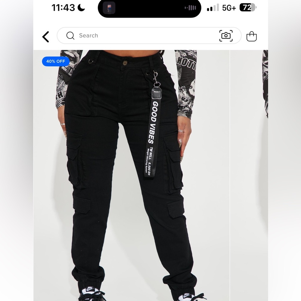 American Bazi Black Cargo Jogger Pants